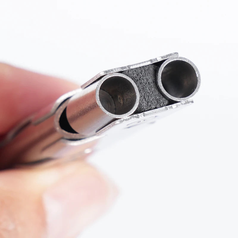 Silbato de aleación de aluminio de doble tubo para aves y actividades al aire libre