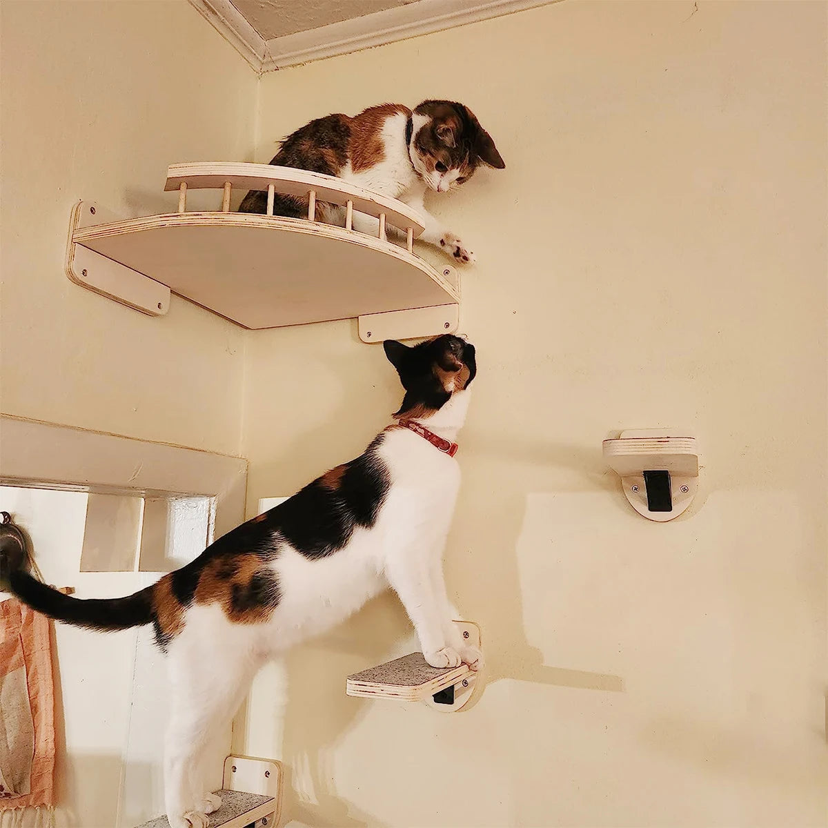 Estanterías y hamaca para gatos con diseño vertical y 3 pasos