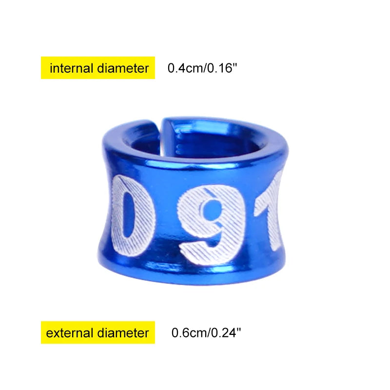 10Pcs Anillos para patas de aves en aluminio, identificación y entrenamiento al aire libre