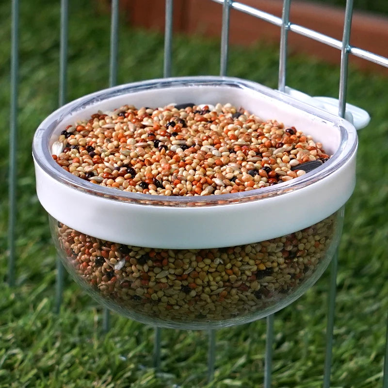 Cuenco de alimentación para aves plástico desmontable y transparente