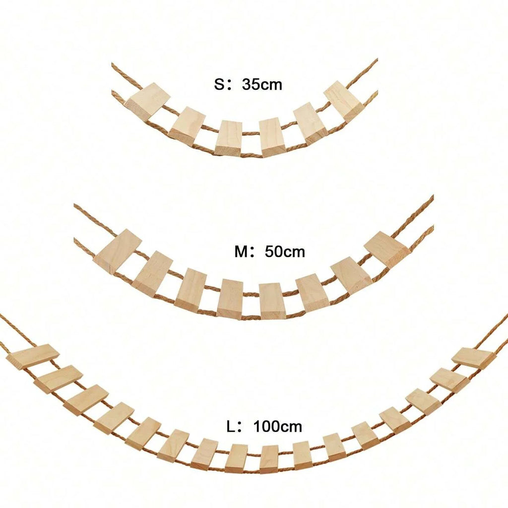 Arnés de escalada para gatos en madera natural con puente y árbol de un solo nivel