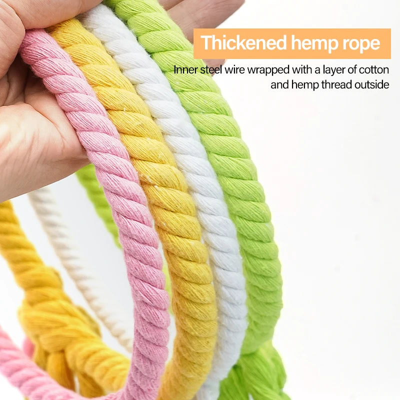 Juguete de cuerda de algodón para loros con anillo colgante y diseño resistente para morder y trepar