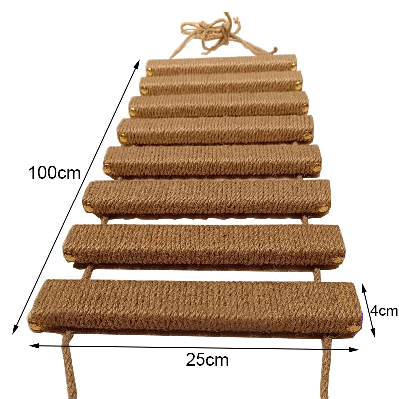 Escalera de araña para gatos de madera con cuerda de sisal y montaje en pared o techo