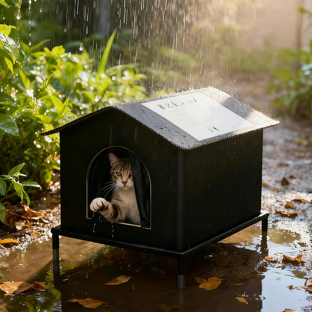 Casa impermeable para gatos con aislamiento y resistente a las condiciones climáticas exteriores