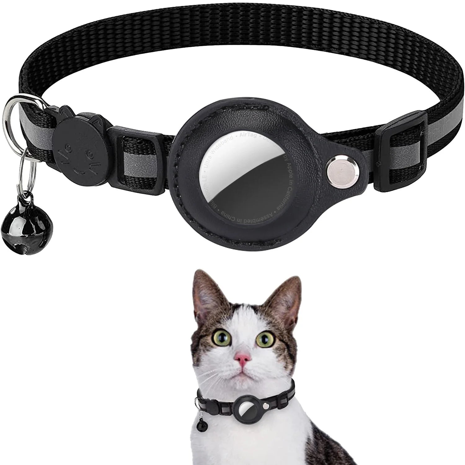 Collar para Gatos con Cascabel, Protección Reflectante y Soporte para AirTag - Seguro y Ajustable