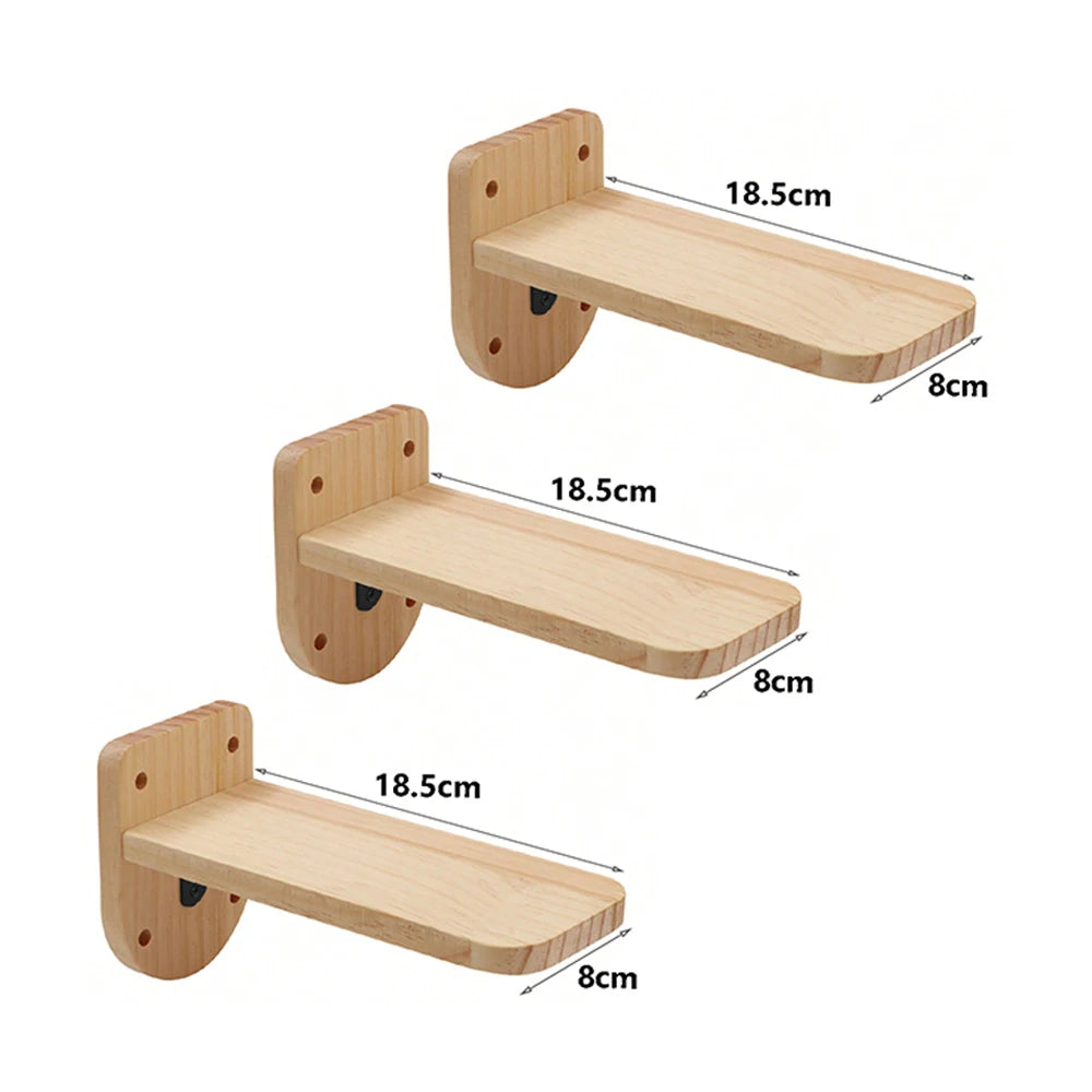 Escalera para gatos de madera con 3 niveles y soporte para pared
