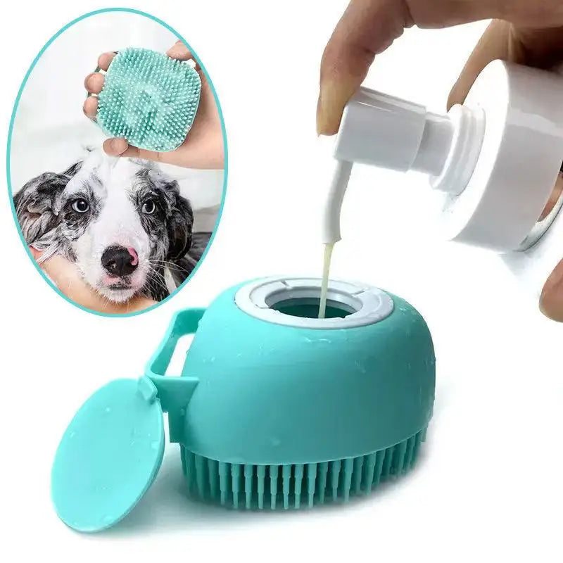 Cepillo para Baño de Perro con Dispensor de Champú y Diseño 2 en 1