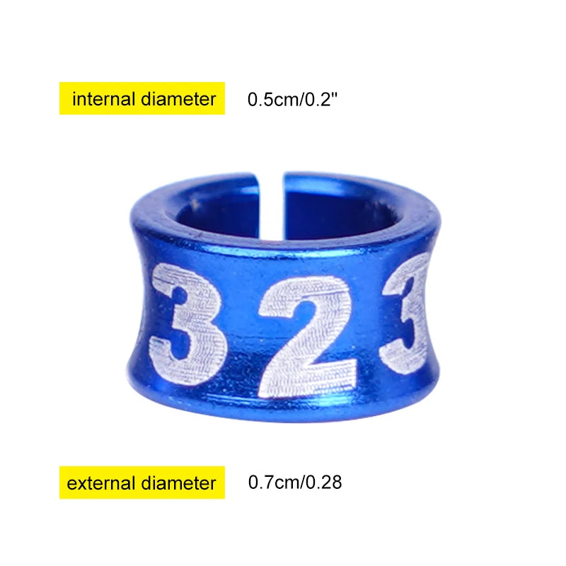 10Pcs Anillos para patas de aves en aluminio, identificación y entrenamiento al aire libre