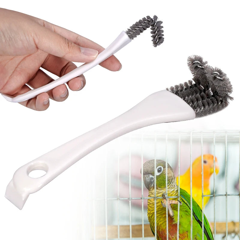 Cepillo de limpieza multifuncional para jaulas de aves con mango largo (1/2/4 piezas)