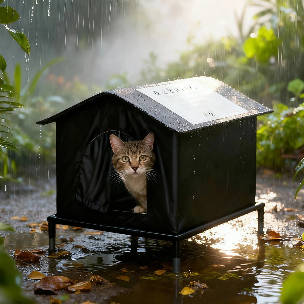 Casa impermeable para gatos con aislamiento y resistente a las condiciones climáticas exteriores