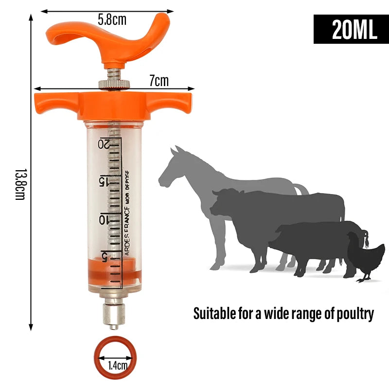 Jeringa de alimentación para aves de 10ml/20ml con tubos de gavilán y acero inoxidable