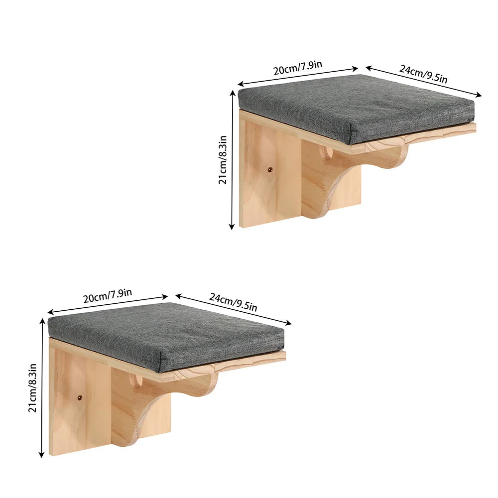 Árbol para gatos resistente y duradero de madera con plataformas y rascadores desmontables