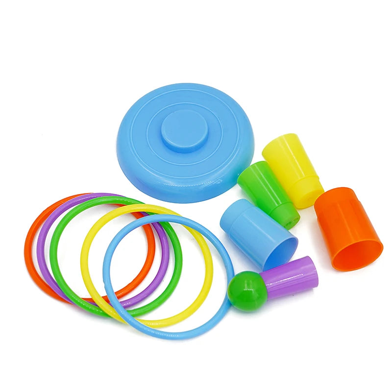 Juguete para loros con anillos de plástico y madera para entrenamiento y entretenimiento