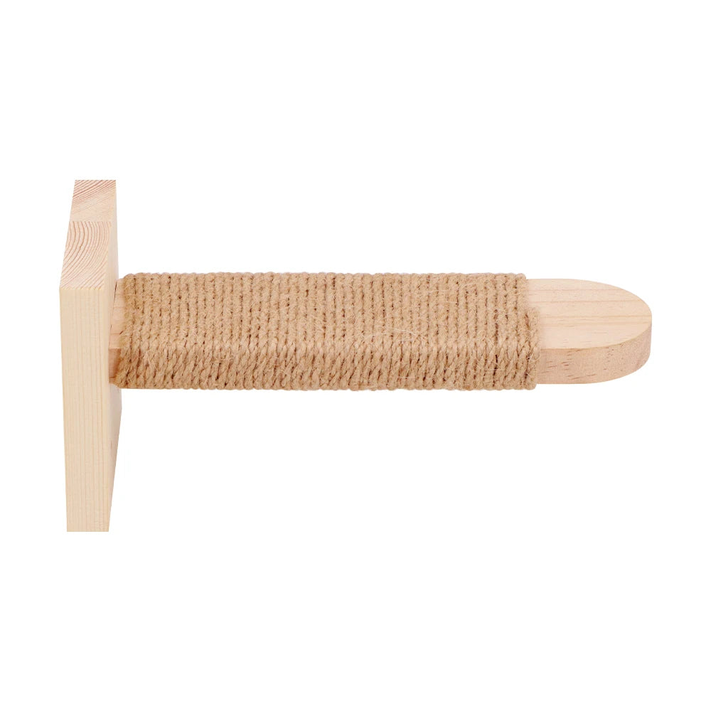 Escalera de pared para gatos de madera con cuerda de sisal y un solo nivel