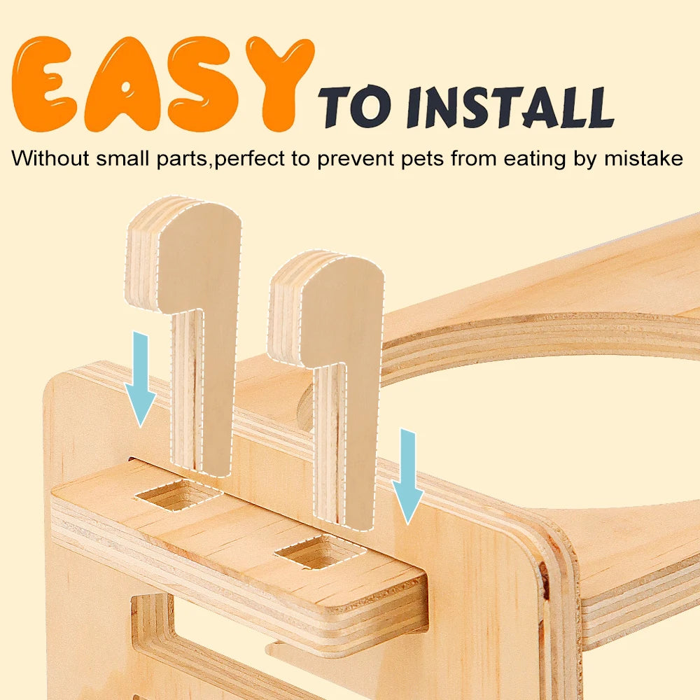 Cuenco elevado de madera ajustable para perros pequeños