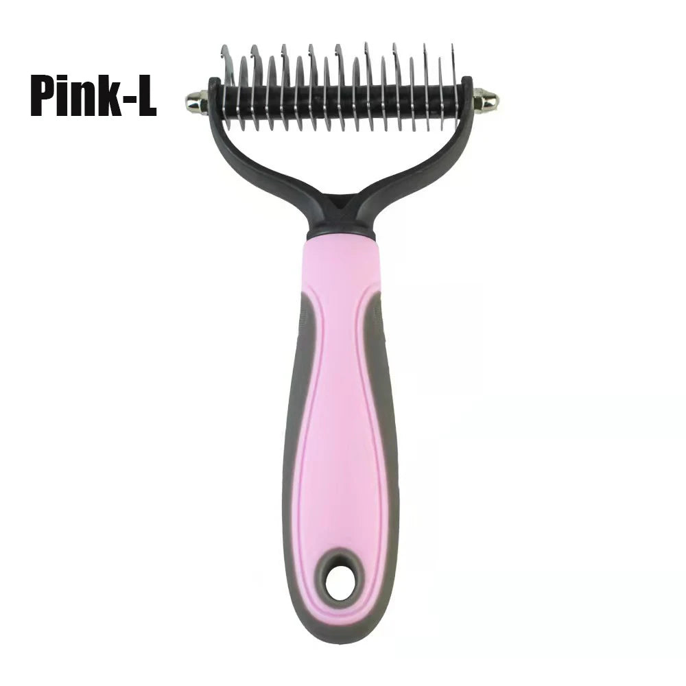 Cepillo Doble Cara para Perros y Gatos - Desenredador y Deshedding, Seguro para la piel, Manejo Ergonómico