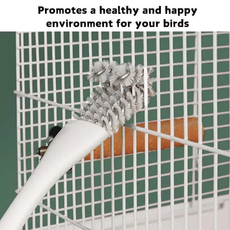 Cepillo para jaula de aves con función de remoción de heces y limpieza