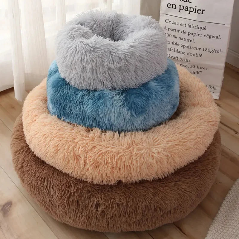Cama Redonda de Felpa para Perros y Gatos BPEDT – Cálida, Suave y Antideslizante
