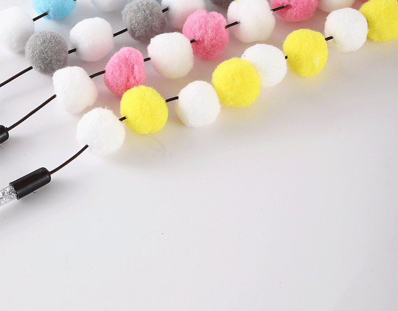 Varita de Plumas con Pompon de Colores Acrílicos para Gatos