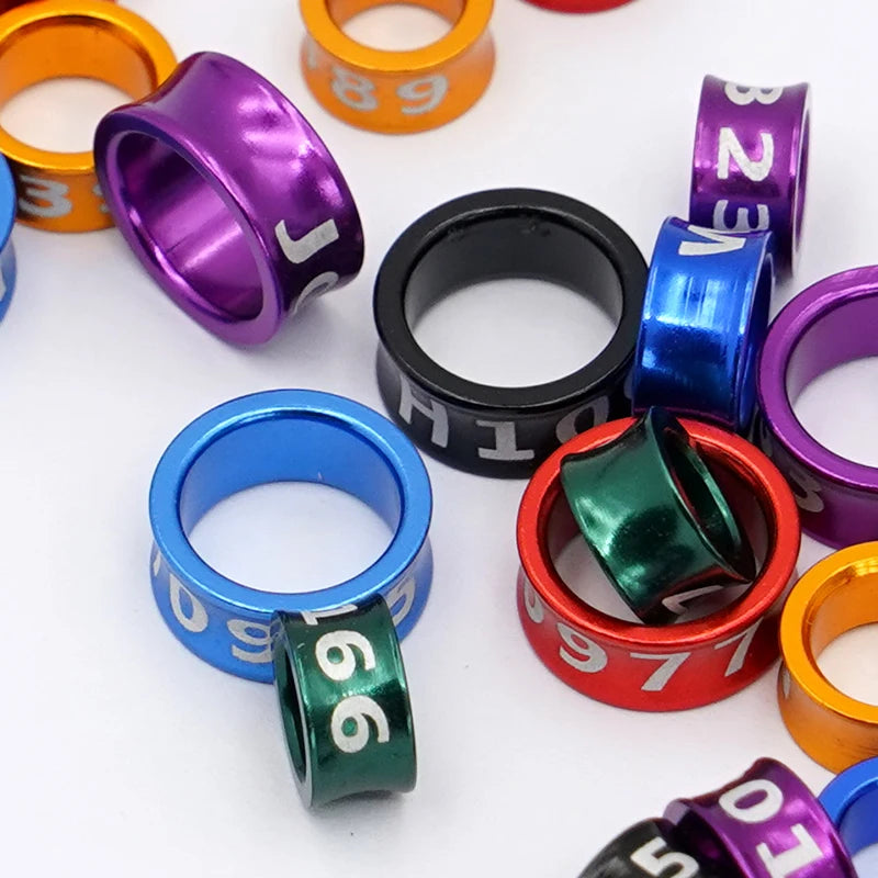 10 Piezas de anillos de pies de aluminio para aves con diámetro variado