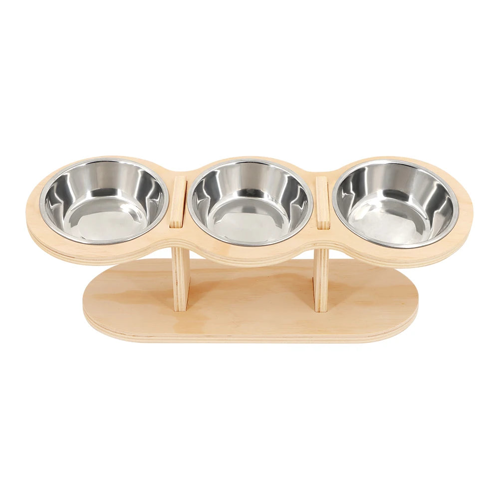 Set de 3 cuencos de acero inoxidable inclinados para gatos con diseño ergonómico
