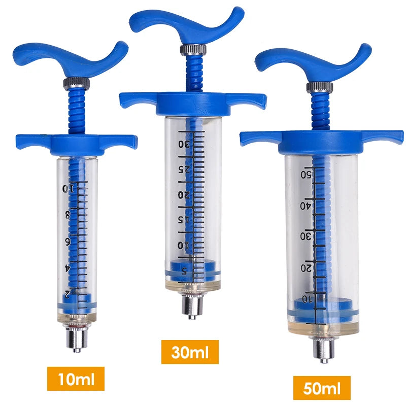 Jeringa veterinaria para animales con aguja de acero inoxidable y capacidad variable