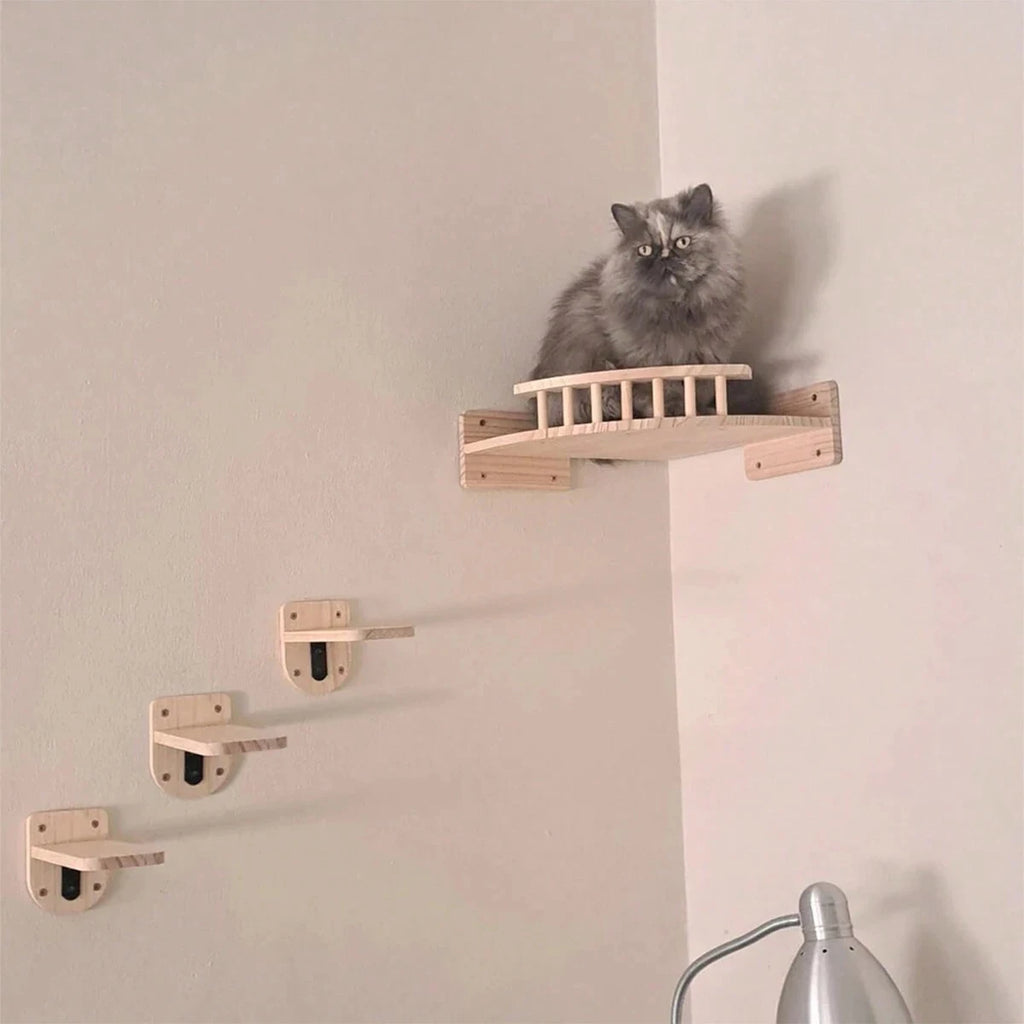 Estanterías y hamaca para gatos con diseño vertical y 3 pasos