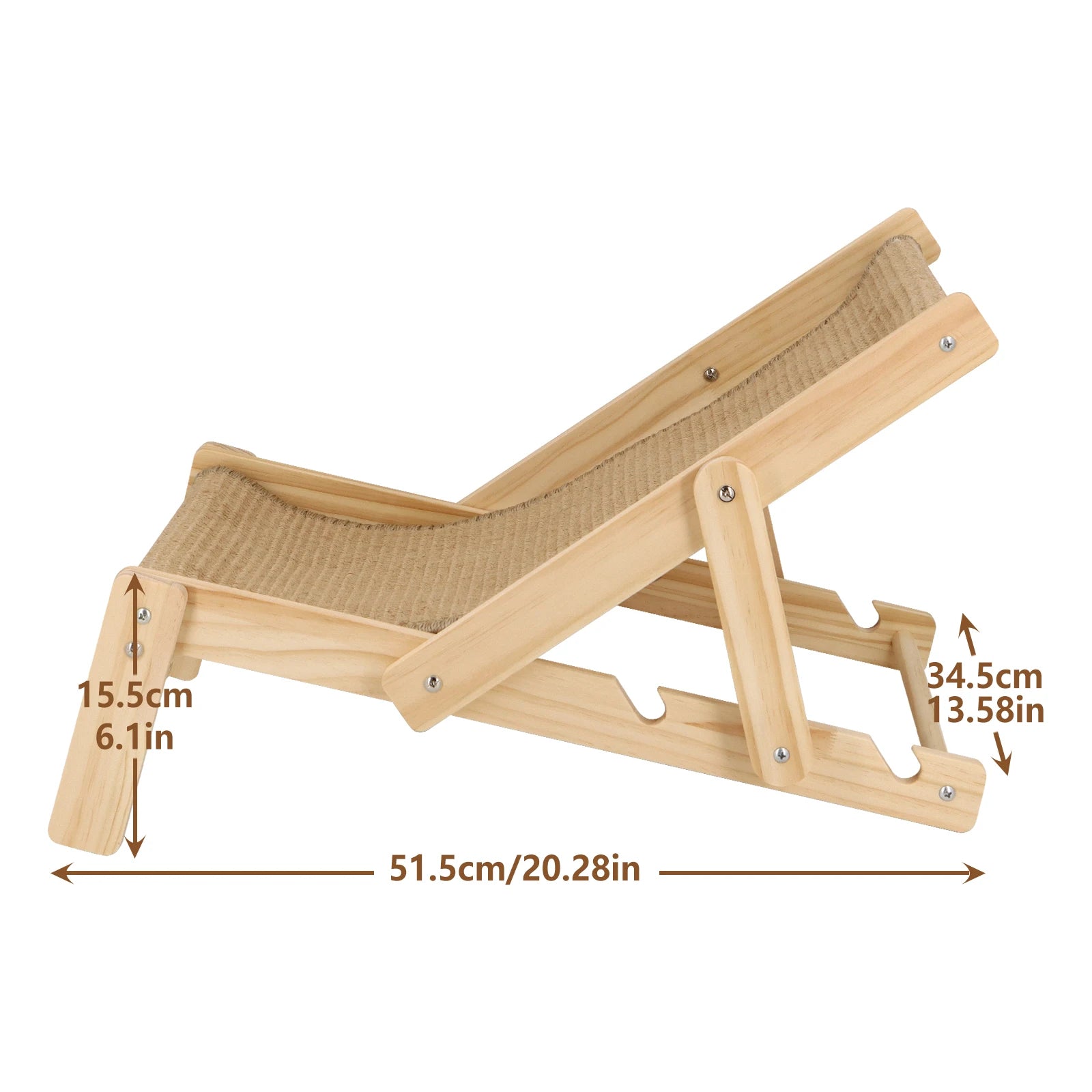 Rascador y cama para gatos en sisal natural con ajuste de posición