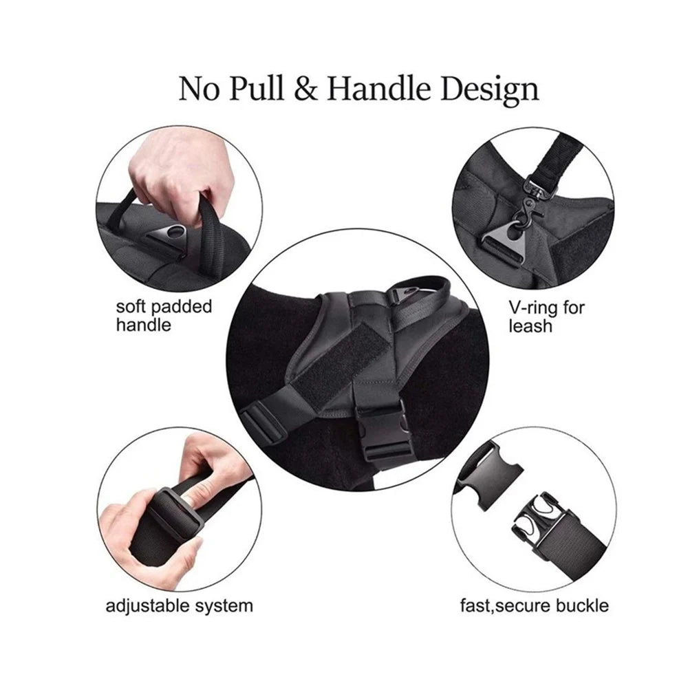 Arnés táctico ajustable para perros en material resistente y cómodo