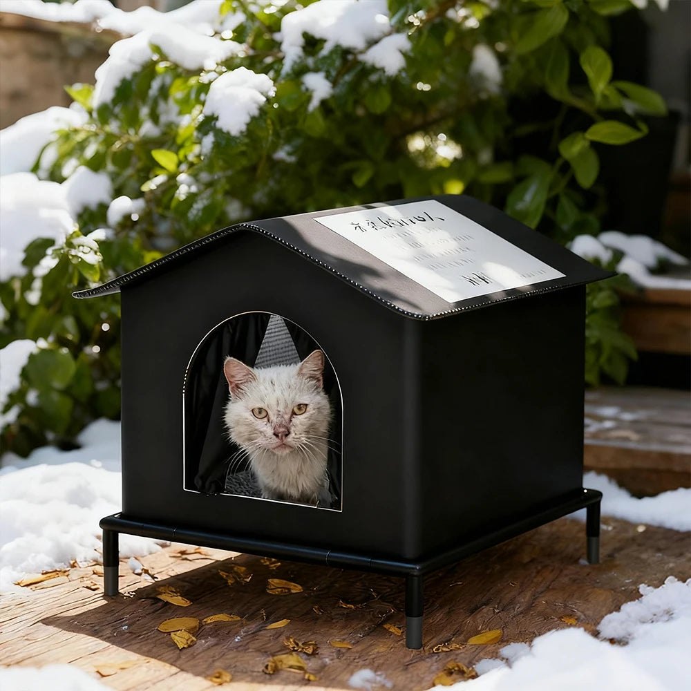 Casa impermeable para gatos con aislamiento y resistente a las condiciones climáticas exteriores