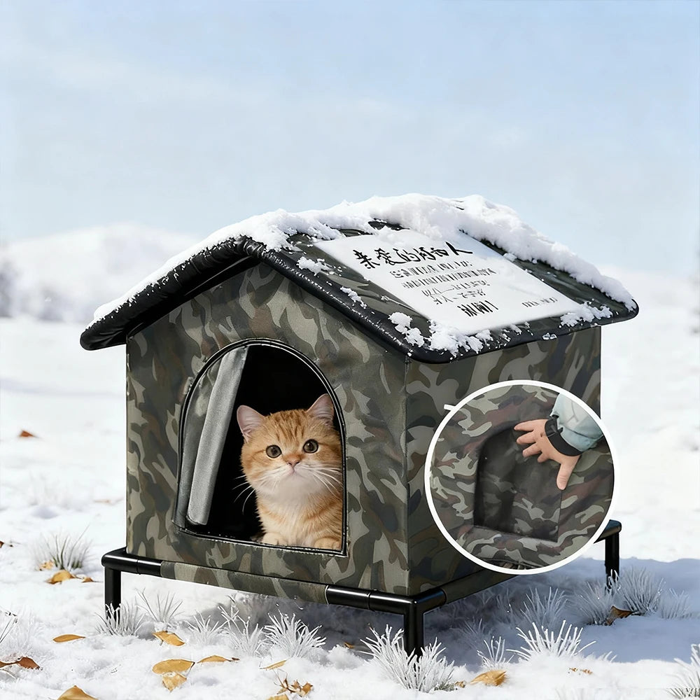 Casa exterior impermeable y plegable para gatos y pequeños animales