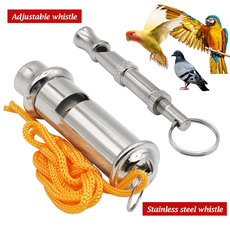 Silbato de entrenamiento para aves y mascotas con volumen ajustable en acero inoxidable